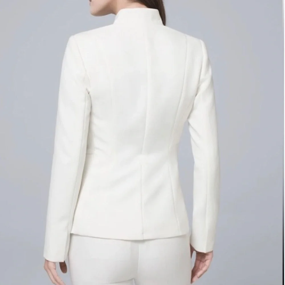 White House Black Market Ballchain Ecru/Ivory Tuxedo Evening Blazer Size 4 New - Picture 4 of 8